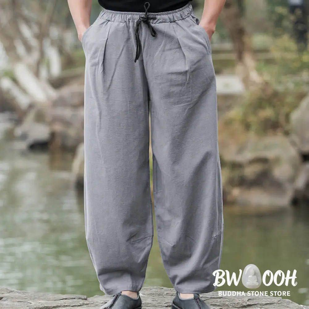 Buddha Stones Plain Casual Bloomer Men’s Pants With Pockets - Men’s Pants
