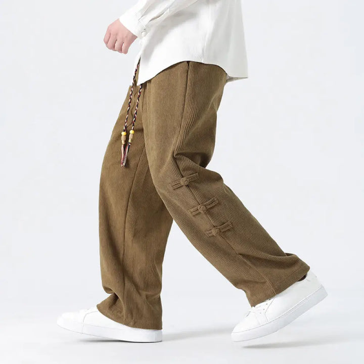 BWOOOH printed yoga pants - Plain Chinese Frog-Button Design Drawstr