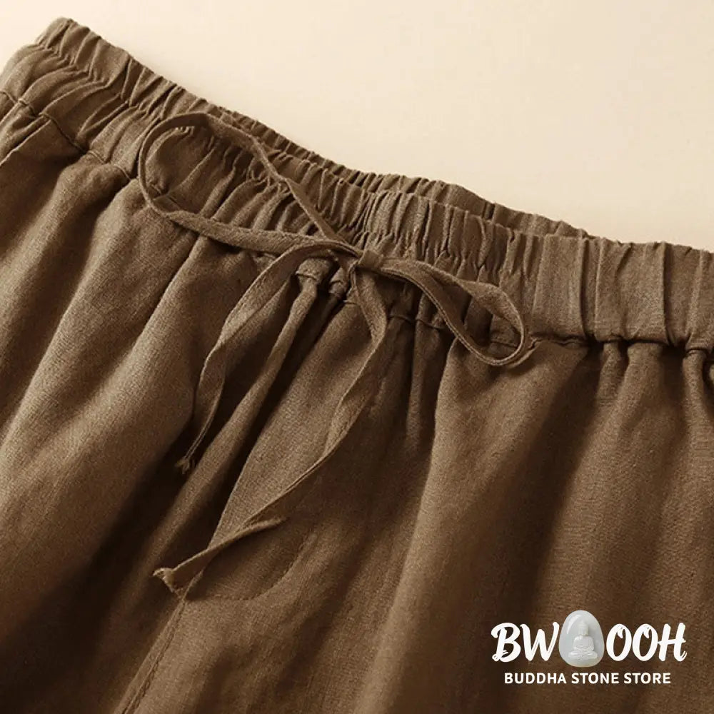 Buddha Stones Plain Color Bottom Hollow Lace Design Lace-up Cotton Women’s Shorts With Pockets - Women’s Shorts