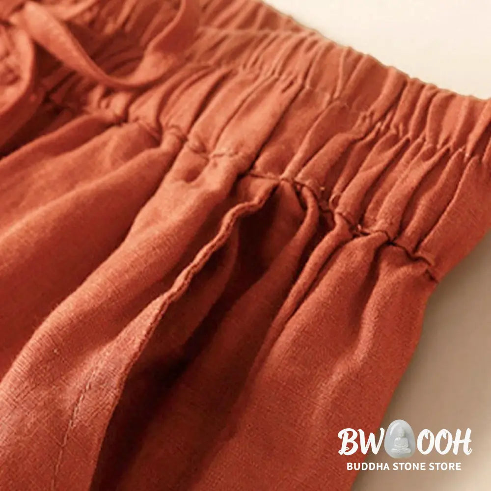 Buddha Stones Plain Color Bottom Hollow Lace Design Lace-up Cotton Women’s Shorts With Pockets - Women’s Shorts