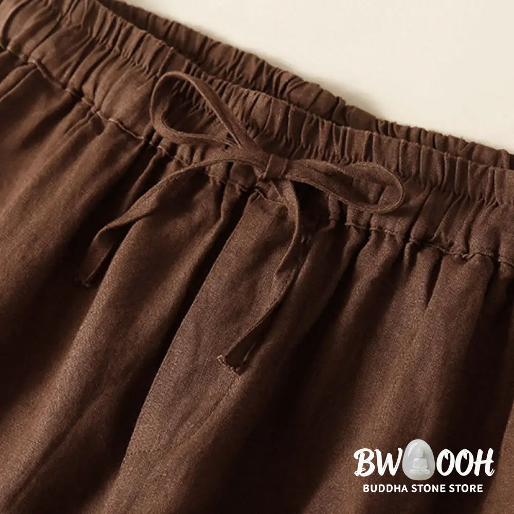 Buddha Stones Plain Color Bottom Hollow Lace Design Lace-up Cotton Women’s Shorts With Pockets - Women’s Shorts