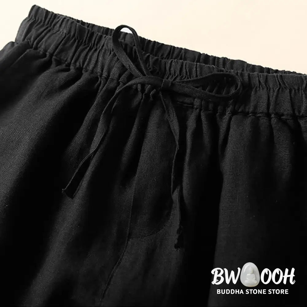 Buddha Stones Plain Color Bottom Hollow Lace Design Lace-up Cotton Women’s Shorts With Pockets - Women’s Shorts