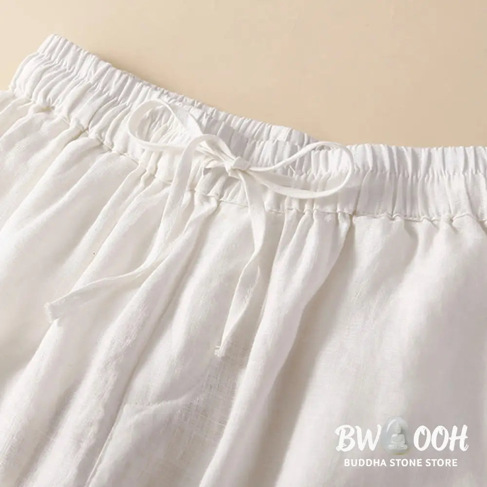 Buddha Stones Plain Color Bottom Hollow Lace Design Lace-up Cotton Women’s Shorts With Pockets - Women’s Shorts