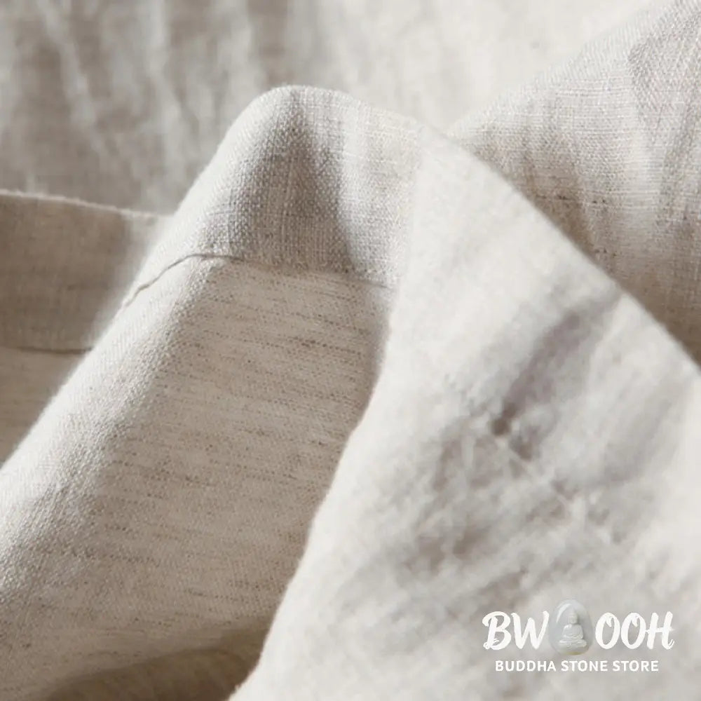 Buddha Stones Plain Color Cotton Linen High Waist Wide Leg Pants With Pockets - Women&