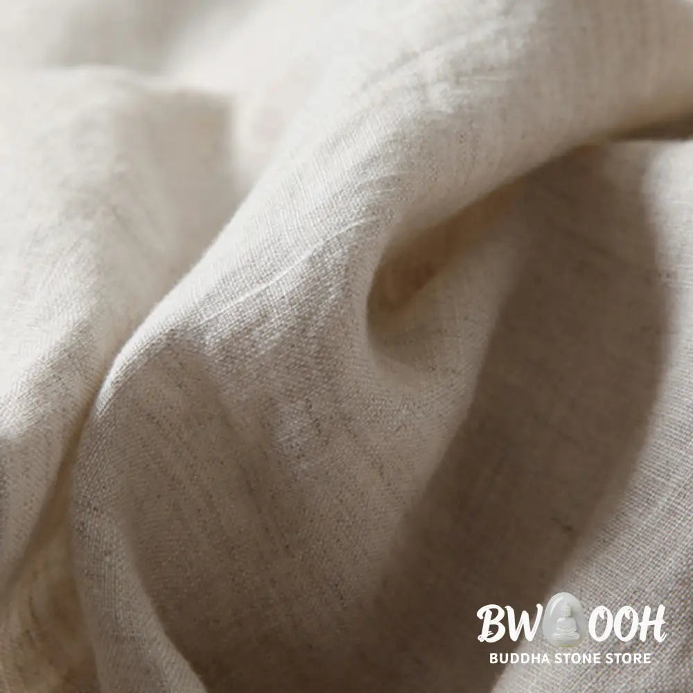 Buddha Stones Plain Color Cotton Linen High Waist Wide Leg Pants With Pockets - Women&