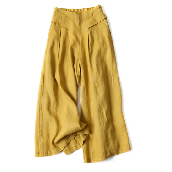BWOOOH printed wide-leg yoga pants - Plain Color Cotton Linen High Waist Wide