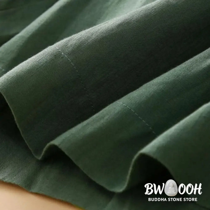 Buddha Stones Plain Color Pleated Zipper Button Cotton Linen Women’s Shorts With Pockets - Women’s Shorts