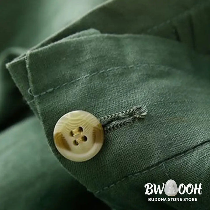 Buddha Stones Plain Color Pleated Zipper Button Cotton Linen Women’s Shorts With Pockets - Women’s Shorts