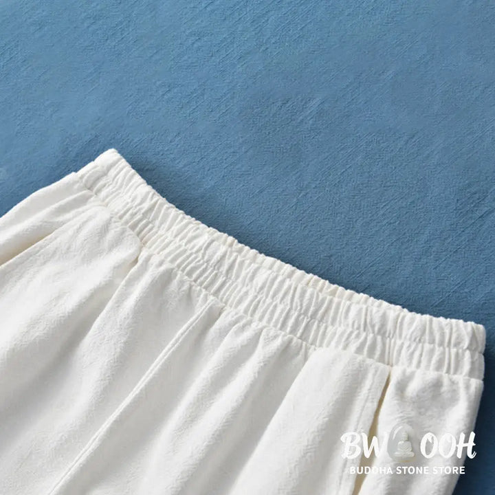 Buddha Stones Plain Color Ramie Linen Cotton Pants With Pockets - Women’s Pants