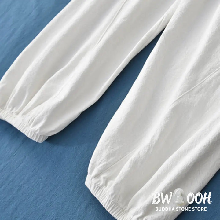 Buddha Stones Plain Color Ramie Linen Cotton Pants With Pockets - Women’s Pants