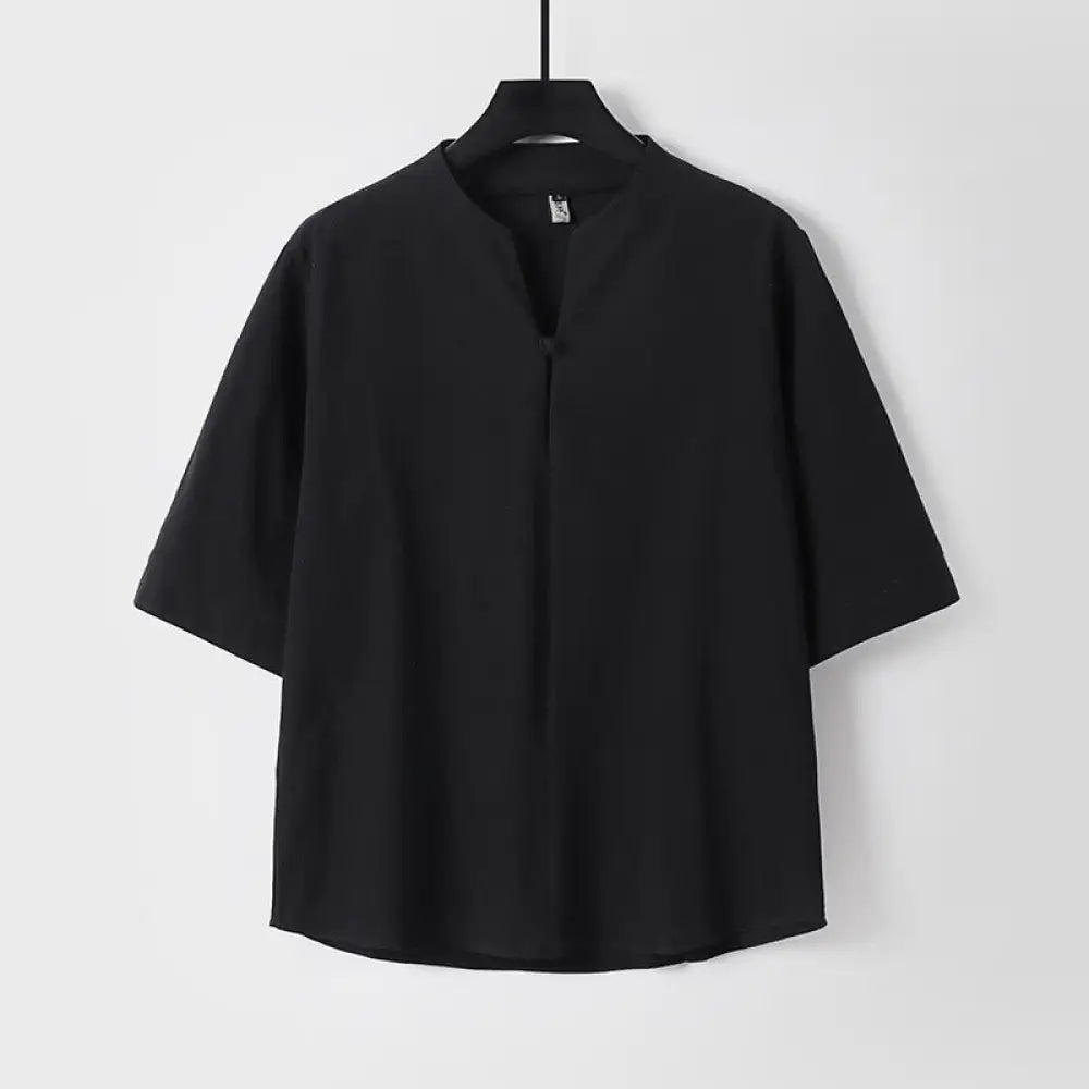 BWOOOH Plain Color Three Quarter Sleeve One Button Cotton