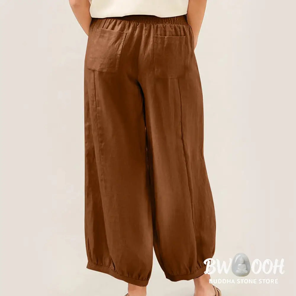 Buddha Stones Plain Color Women’s Harem Pants With Pockets - Women’s Harem Pants
