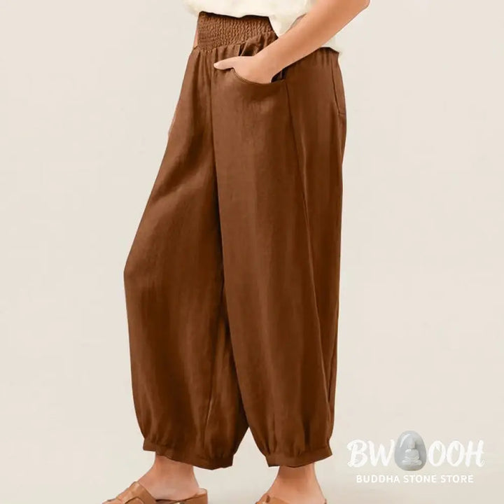 Buddha Stones Plain Color Women’s Harem Pants With Pockets - Women’s Harem Pants