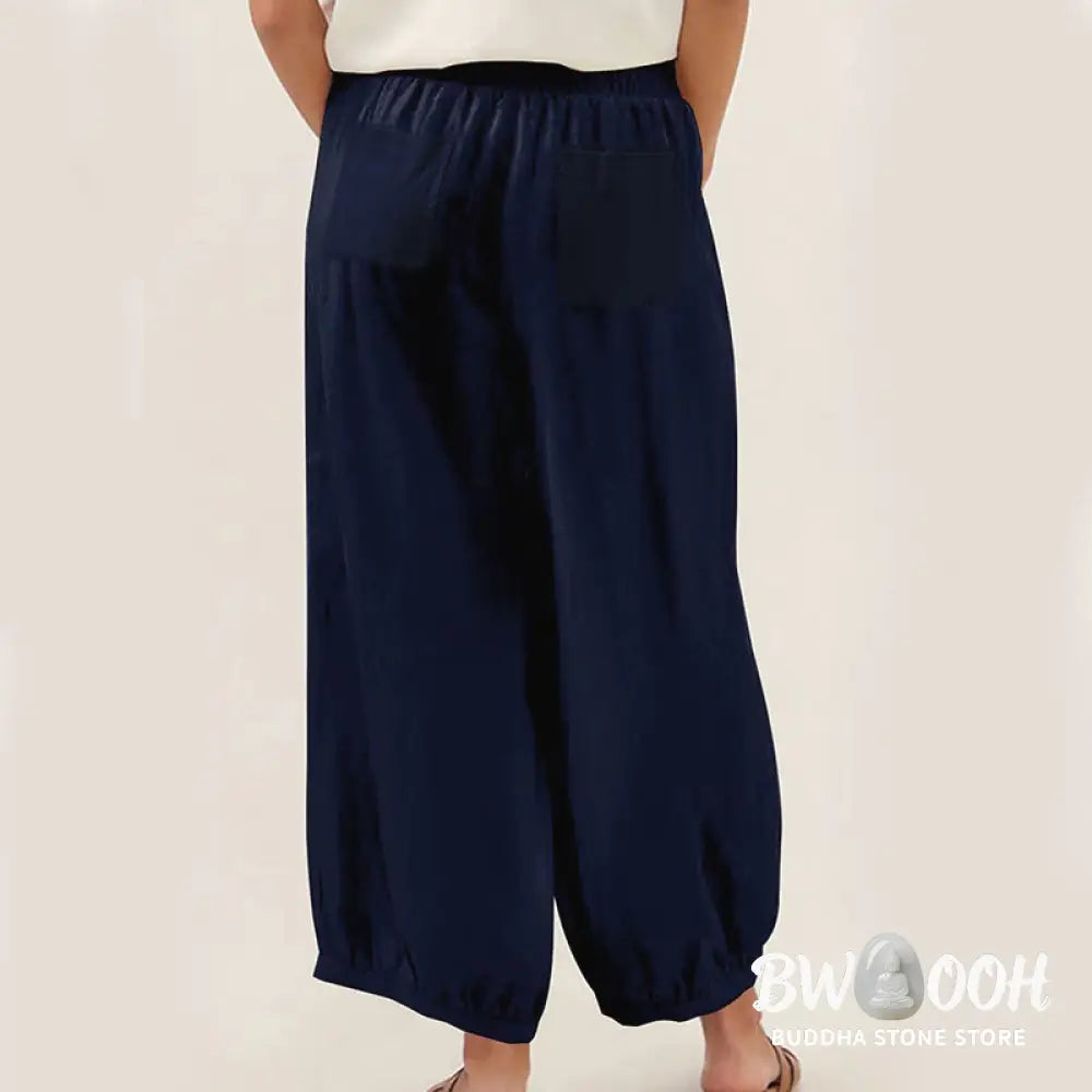 Buddha Stones Plain Color Women’s Harem Pants With Pockets - Women’s Harem Pants