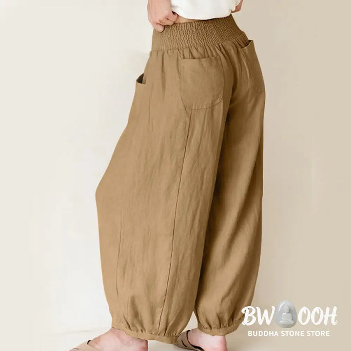 Buddha Stones Plain Color Women’s Harem Pants With Pockets - Women’s Harem Pants