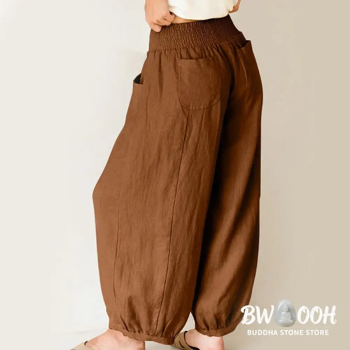 Buddha Stones Plain Color Women’s Harem Pants With Pockets - Women’s Harem Pants