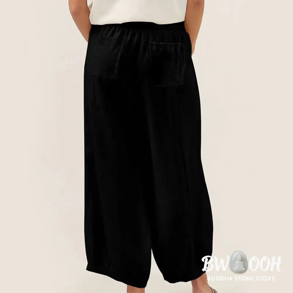 Buddha Stones Plain Color Women’s Harem Pants With Pockets - Women’s Harem Pants