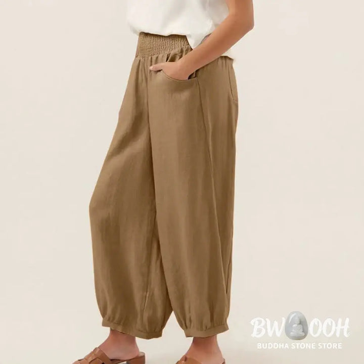 Buddha Stones Plain Color Women’s Harem Pants With Pockets - Women’s Harem Pants