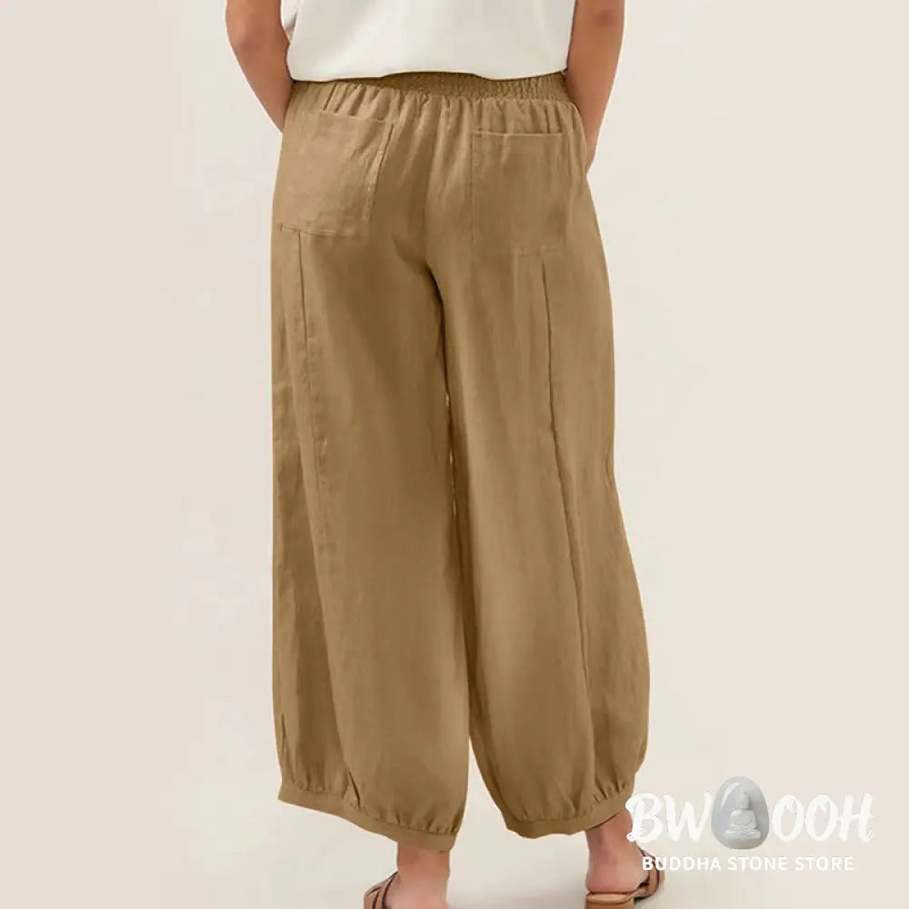 Buddha Stones Plain Color Women’s Harem Pants With Pockets - Women’s Harem Pants