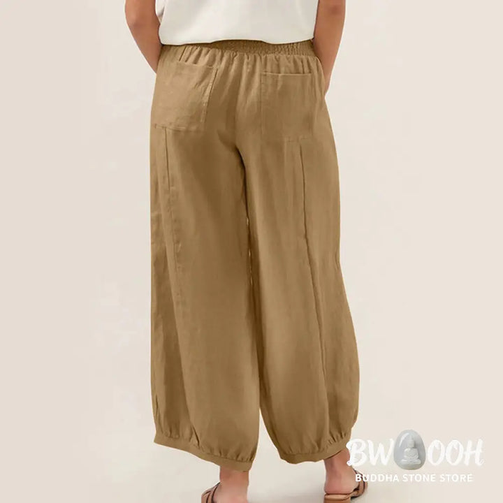 Buddha Stones Plain Color Women’s Harem Pants With Pockets - Women’s Harem Pants