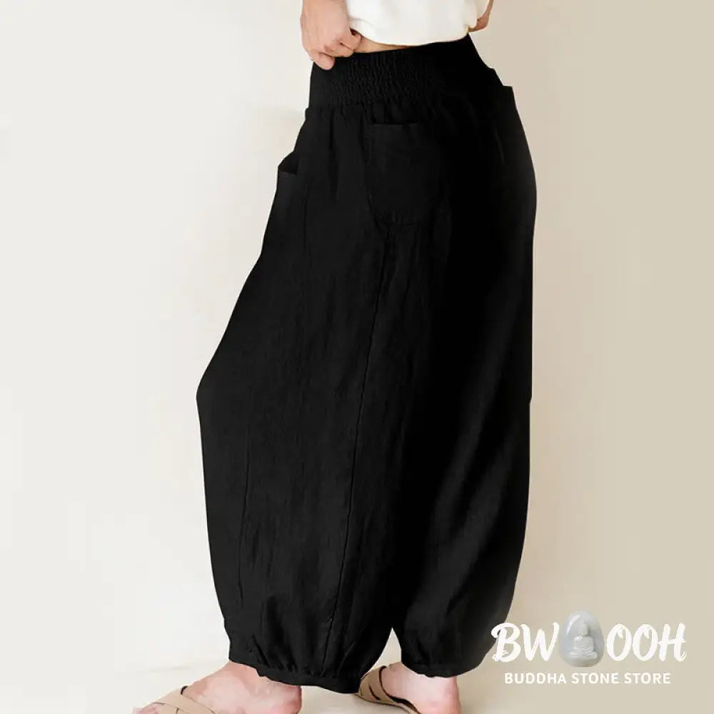 Buddha Stones Plain Color Women’s Harem Pants With Pockets - Women’s Harem Pants
