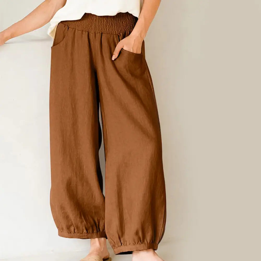 Buddha Stones Plain Color Women’s Harem Pants With Pockets - Peru / US4，UK/AU8，EU36 (M) - Women’s Harem Pants