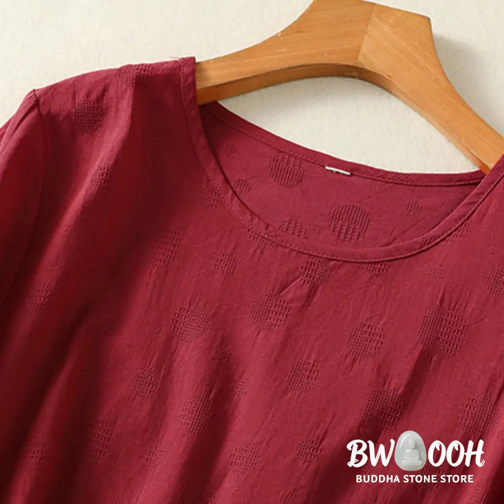 Buddha Stones Plain Crew Neck Design Women’s Cotton Loose Short Sleeves Shirt - Women’s T-Shirts