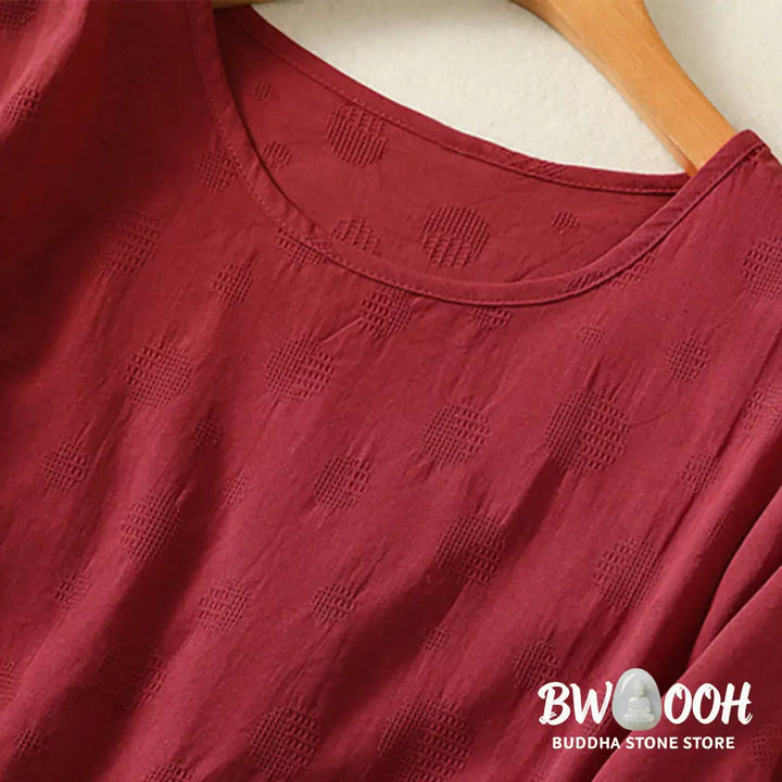 Buddha Stones Plain Crew Neck Design Women’s Cotton Loose Short Sleeves Shirt - Women’s T-Shirts