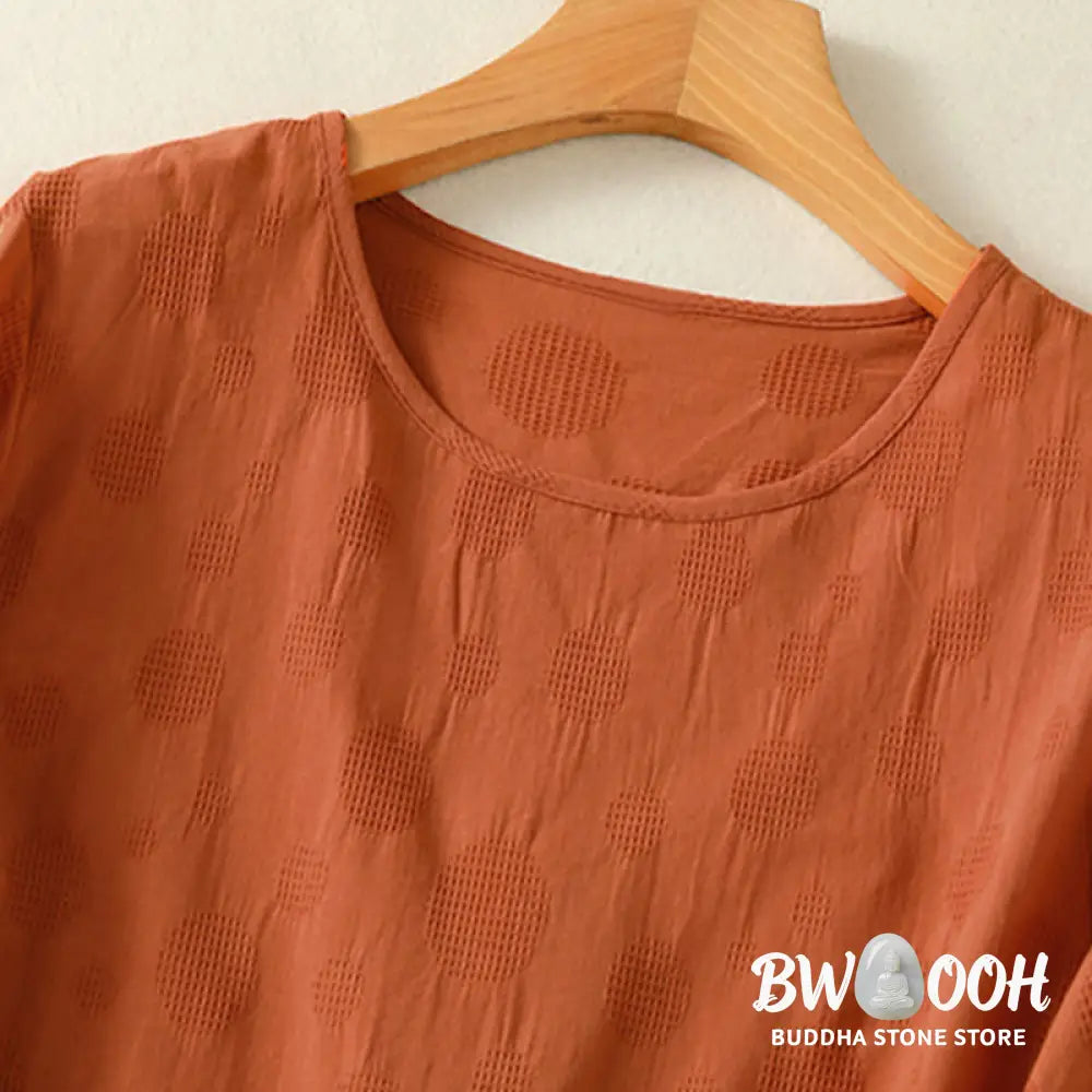 Buddha Stones Plain Crew Neck Design Women’s Cotton Loose Short Sleeves Shirt - Women’s T-Shirts