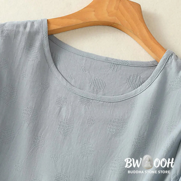 Buddha Stones Plain Crew Neck Design Women’s Cotton Loose Short Sleeves Shirt - Women’s T-Shirts