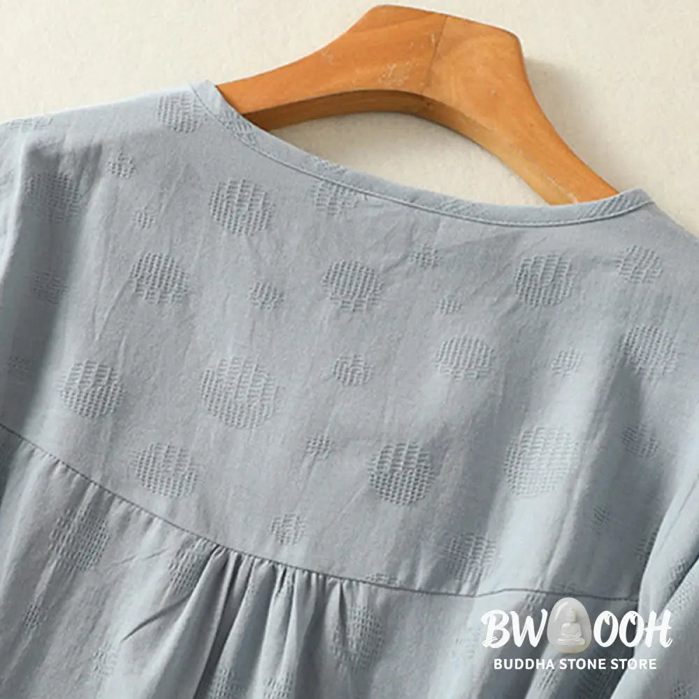 Buddha Stones Plain Crew Neck Design Women’s Cotton Loose Short Sleeves Shirt - Women’s T-Shirts