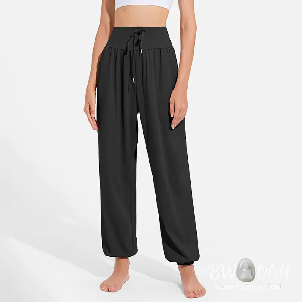 Buddha Stones Plain Drawstring Elastic Waist Design Women’s Harem Pants Sports Yoga Sweatpants With Pockets - Women’s