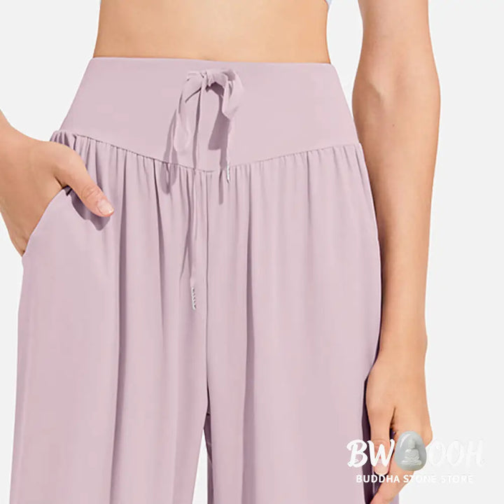 Buddha Stones Plain Drawstring Elastic Waist Design Women’s Harem Pants Sports Yoga Sweatpants With Pockets - Women’s