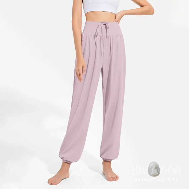 Buddha Stones Plain Drawstring Elastic Waist Design Women’s Harem Pants Sports Yoga Sweatpants With Pockets - Women’s