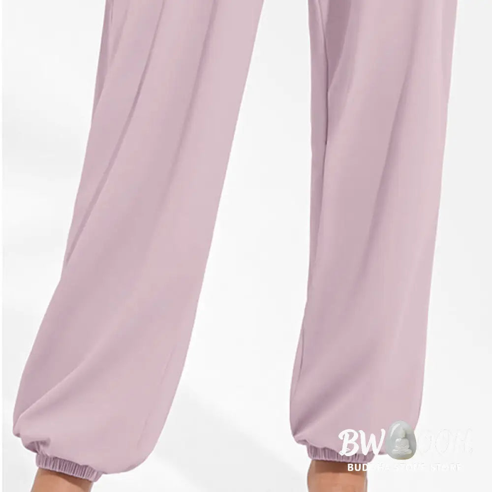 Buddha Stones Plain Drawstring Elastic Waist Design Women’s Harem Pants Sports Yoga Sweatpants With Pockets - Women’s