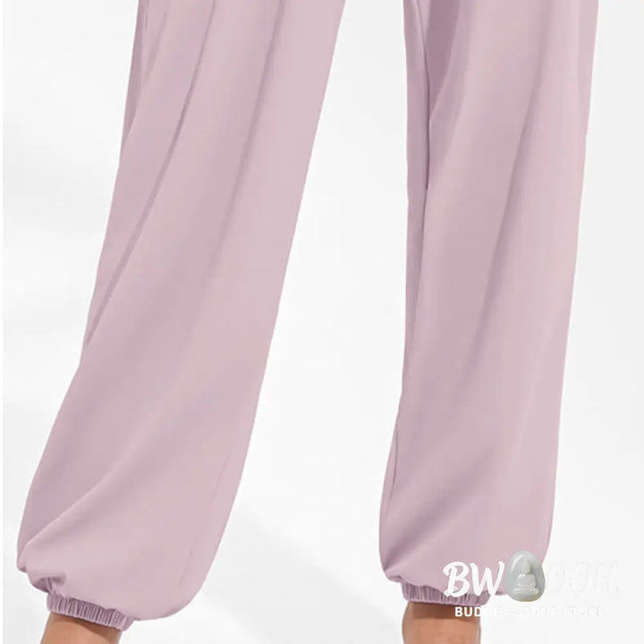 Buddha Stones Plain Drawstring Elastic Waist Design Women’s Harem Pants Sports Yoga Sweatpants With Pockets - Women’s