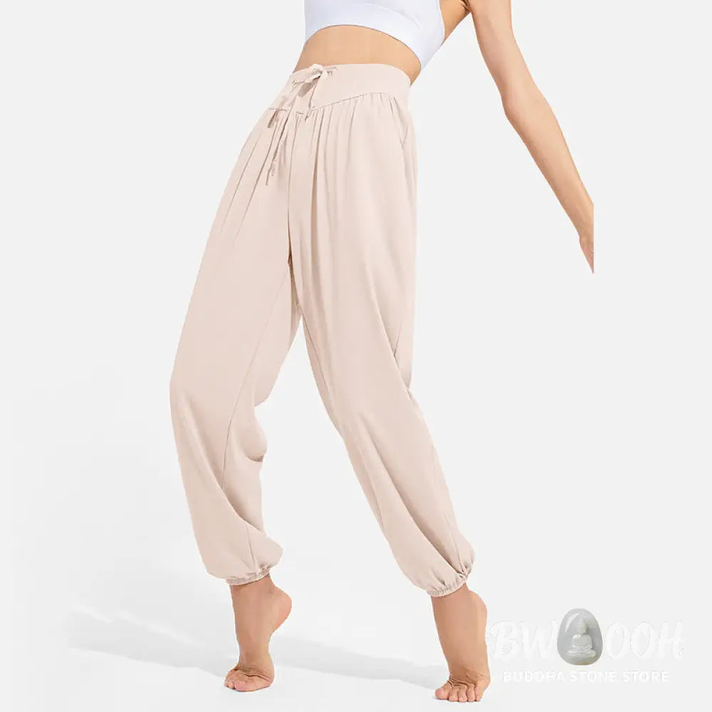 Buddha Stones Plain Drawstring Elastic Waist Design Women’s Harem Pants Sports Yoga Sweatpants With Pockets - Women’s