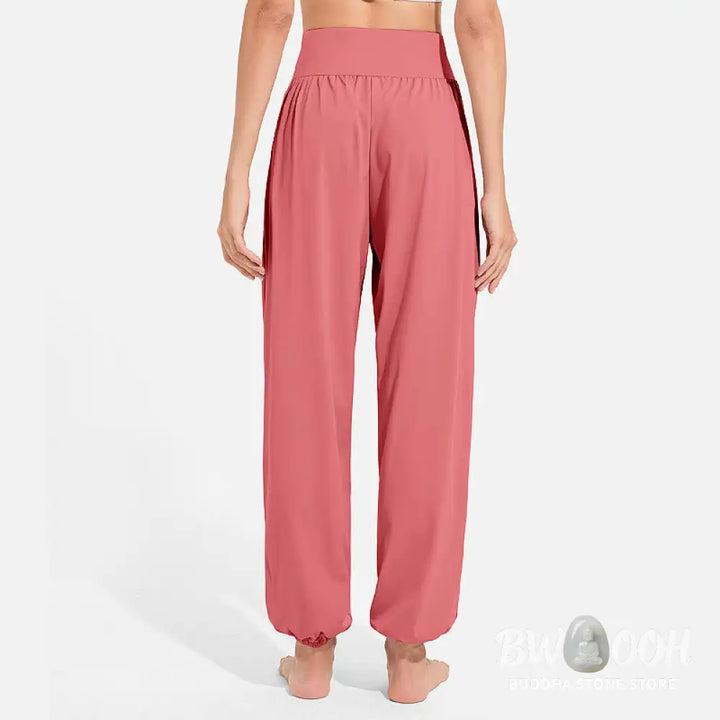 Buddha Stones Plain Drawstring Elastic Waist Design Women’s Harem Pants Sports Yoga Sweatpants With Pockets - Women’s