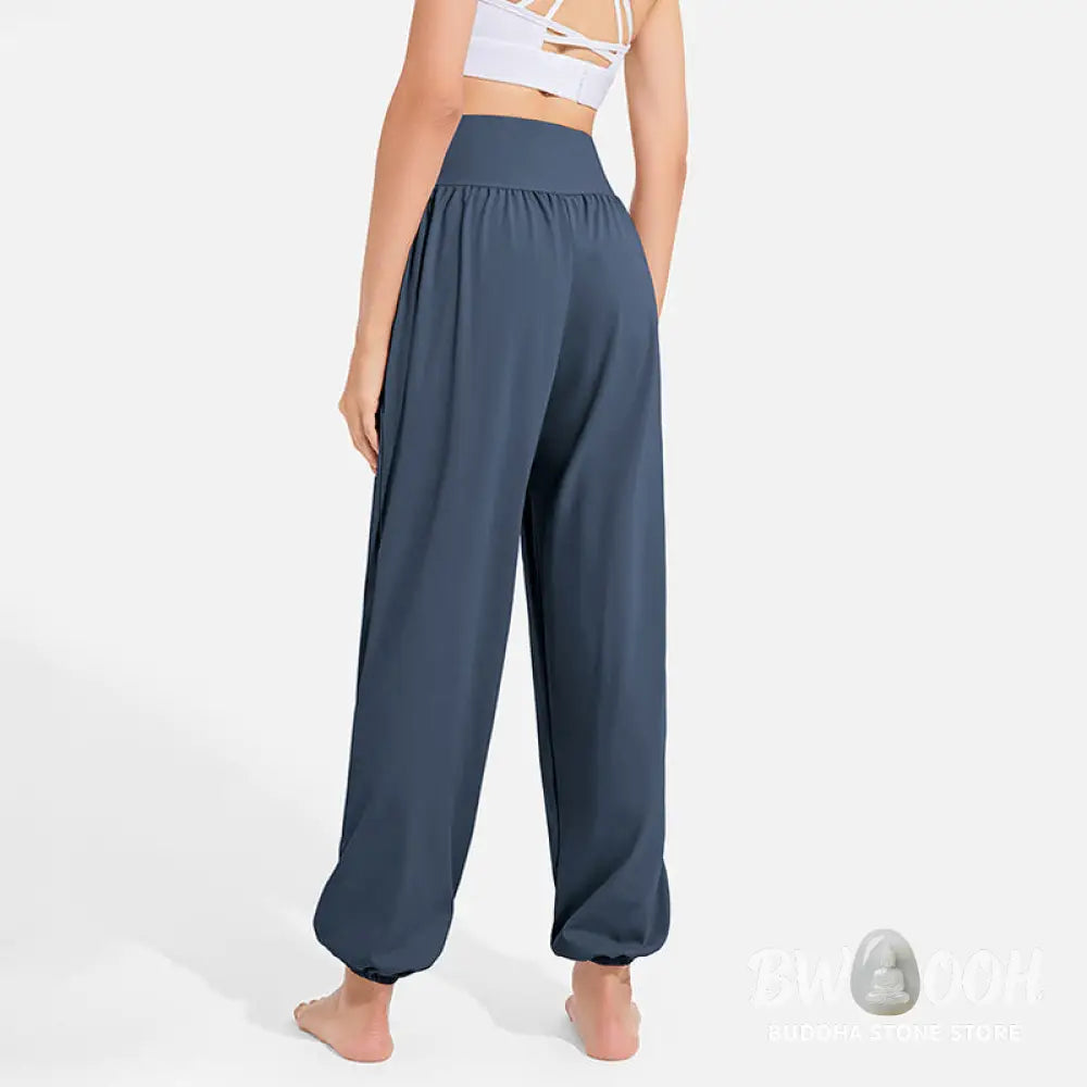 Buddha Stones Plain Drawstring Elastic Waist Design Women’s Harem Pants Sports Yoga Sweatpants With Pockets - Women’s