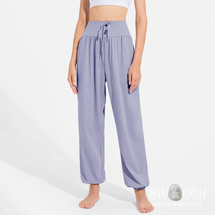 Buddha Stones Plain Drawstring Elastic Waist Design Women’s Harem Pants Sports Yoga Sweatpants With Pockets - Women’s