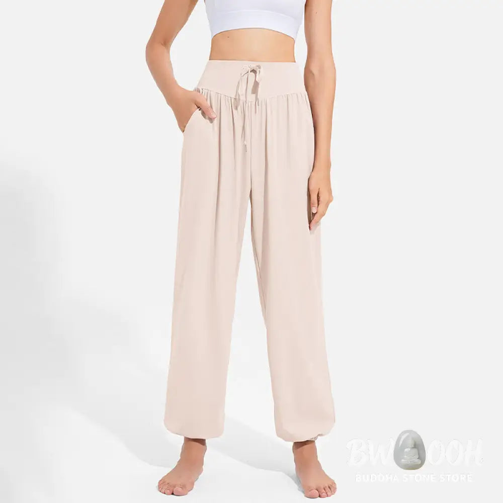 Buddha Stones Plain Drawstring Elastic Waist Design Women’s Harem Pants Sports Yoga Sweatpants With Pockets - Women’s