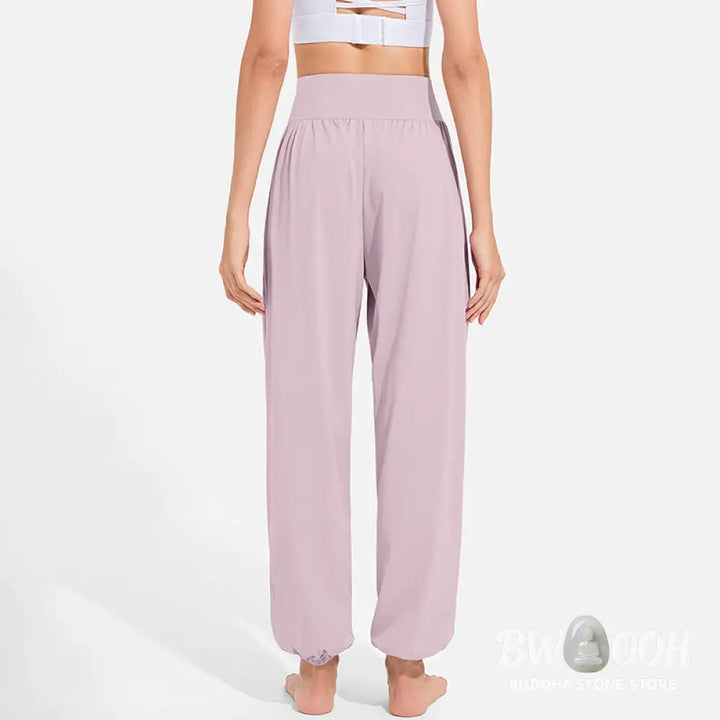 Buddha Stones Plain Drawstring Elastic Waist Design Women’s Harem Pants Sports Yoga Sweatpants With Pockets - Women’s