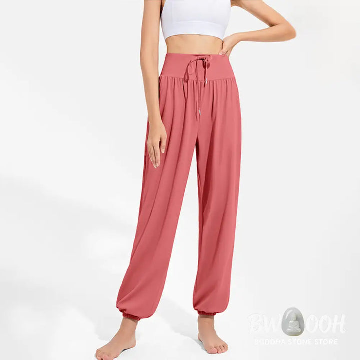 Buddha Stones Plain Drawstring Elastic Waist Design Women’s Harem Pants Sports Yoga Sweatpants With Pockets - Women’s