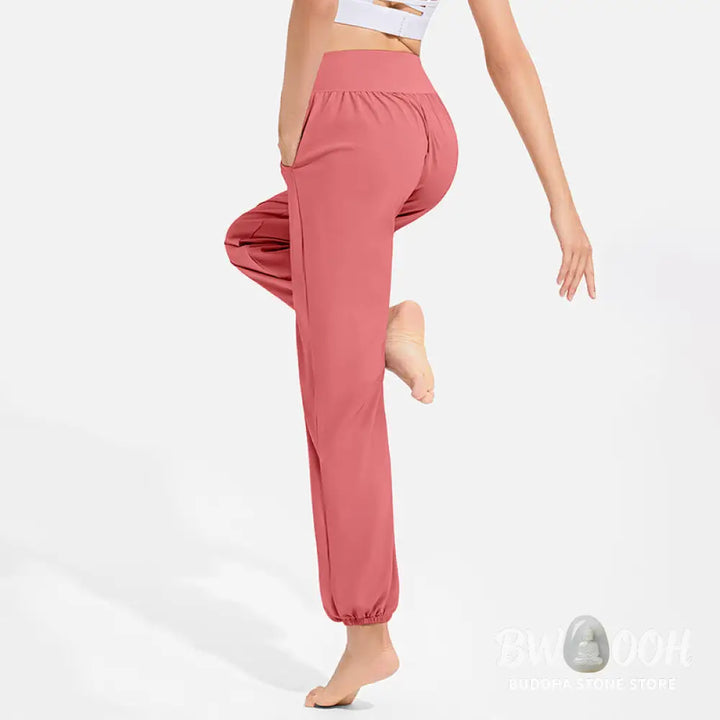 Buddha Stones Plain Drawstring Elastic Waist Design Women’s Harem Pants Sports Yoga Sweatpants With Pockets - Women’s