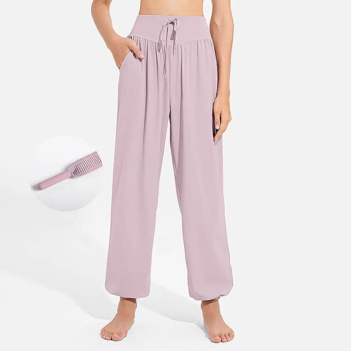 Buddha Stones Plain Drawstring Elastic Waist Design Women’s Harem Pants Sports Yoga Sweatpants With Pockets
