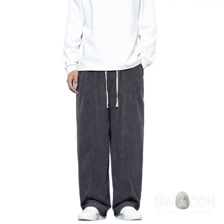 Buddha Stones Plain Drawstring Pure Cotton Corduroy Men’s Harem Pants With Pockets - Men’s Harem Pants