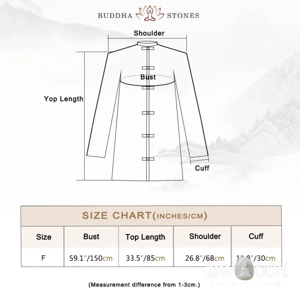 Buddha Stones Plain Frog-Button Design Shirt Zen Tai Chi Meditation Top Clothing Cotton Linen Jacket - Jacket Shirt