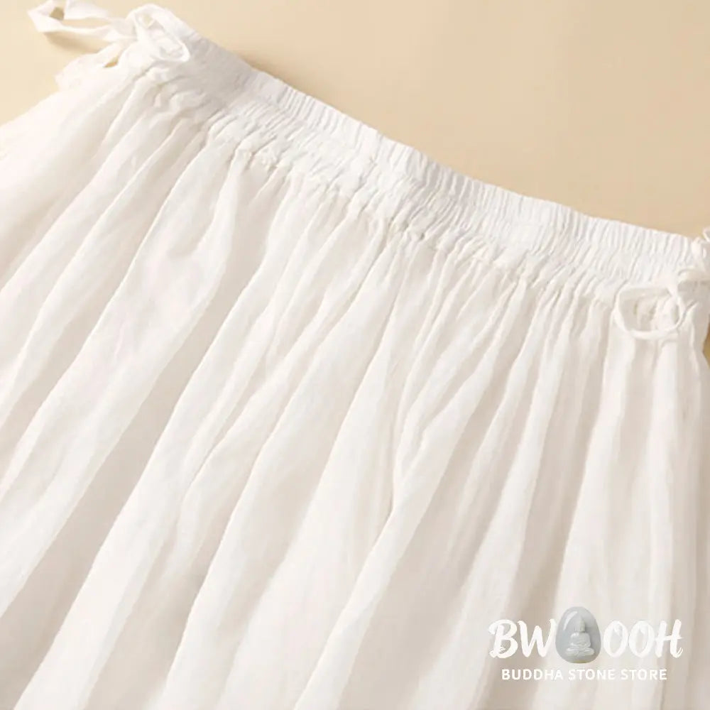 Buddha Stones Plain Lace Up Elastic Waist Women’s Skirt With Pockets - Skirt