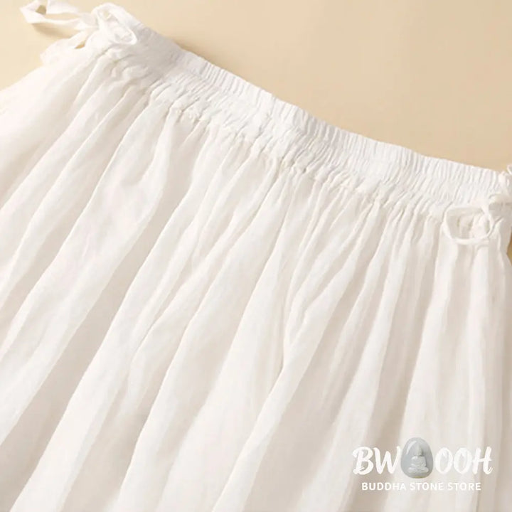 Buddha Stones Plain Lace Up Elastic Waist Women’s Skirt With Pockets - Skirt