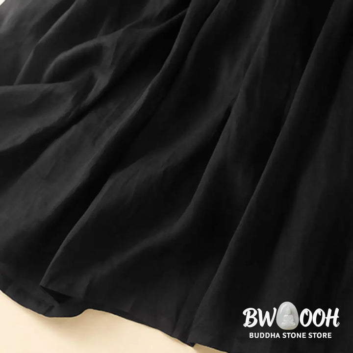 Buddha Stones Plain Lace Up Elastic Waist Women’s Skirt With Pockets - Skirt